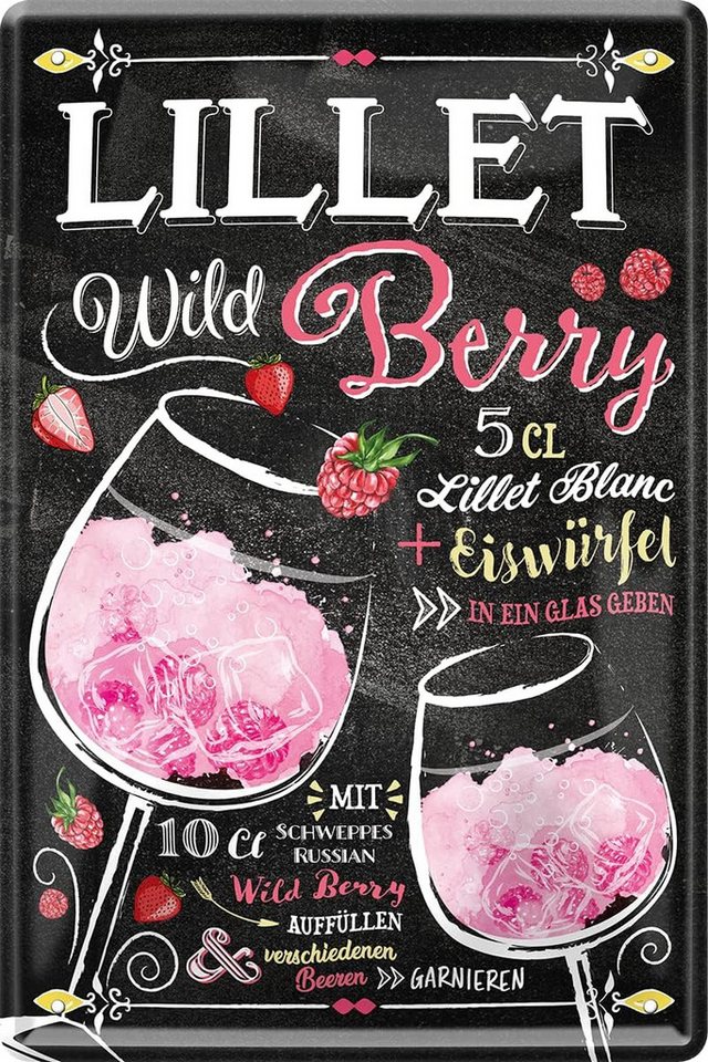 WOGEKA ART Metallbild Lillet Wild Berry - Cocktail - 20 x 30 cm Retro Blechschild Bar WOGEKA ART Metallbild Lillet Wild Berry - Cocktail - 20 x 30 cm Retro Blechschild Bar von WOGEKA ART