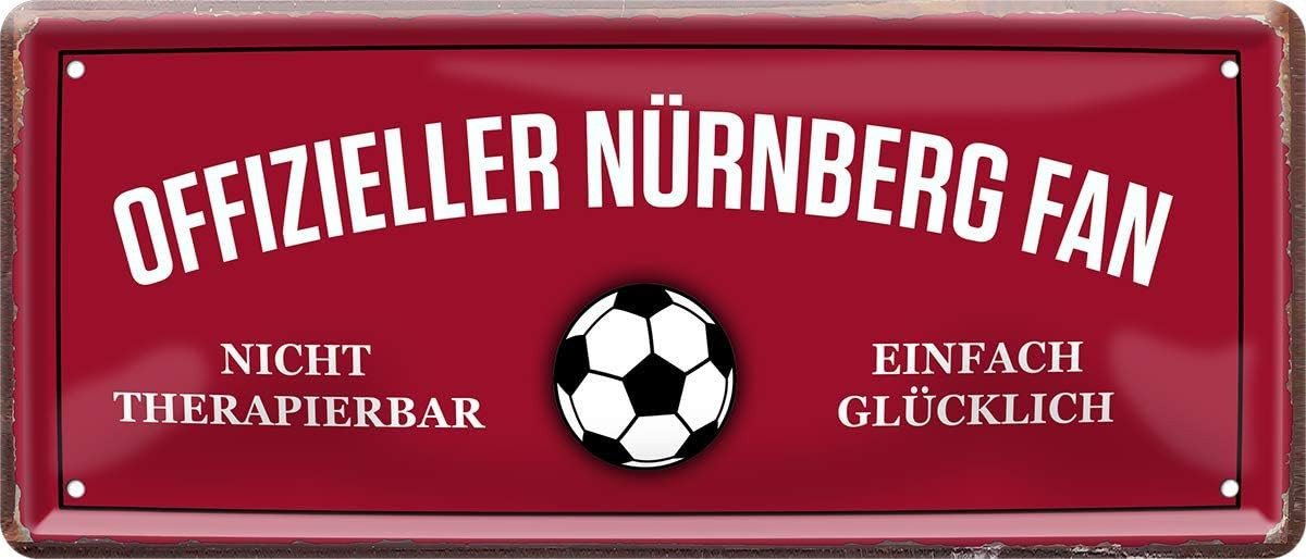 WOGEKA ART Metallbild Offizieller Nürnberg Fan 28x12 cm Blechschild Fußball von WOGEKA ART