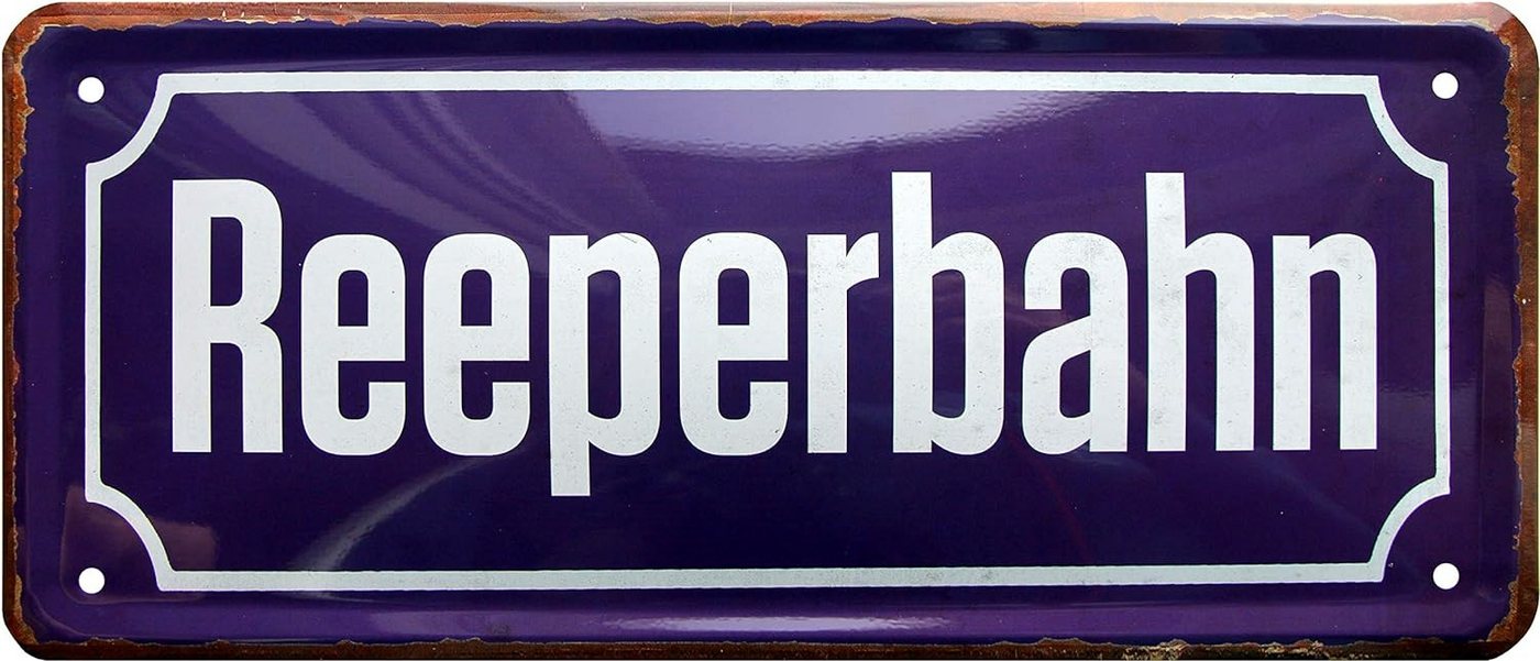 WOGEKA ART Metallbild Reeperbahn - 28 x 12 cm Retro Blechschild Straße von WOGEKA ART