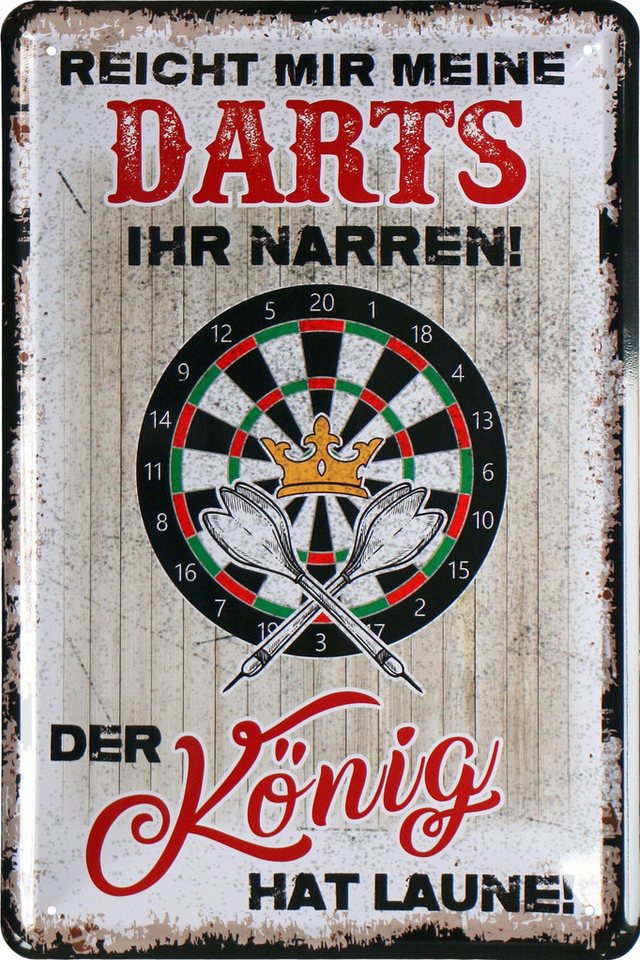 WOGEKA ART Metallbild Reicht mir meine Darts - 20 x 30 cm Retro Blechschild, Blech1584, Metallschild Wanddeko Schild Wandbild Türschild von WOGEKA ART
