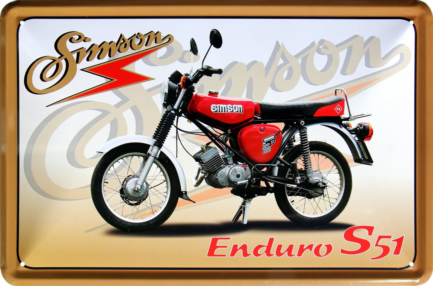 WOGEKA ART Metallbild Simson enduro S51 - 20 x 30 cm Retro Blechschild DDR Moped, Blech441 von WOGEKA ART