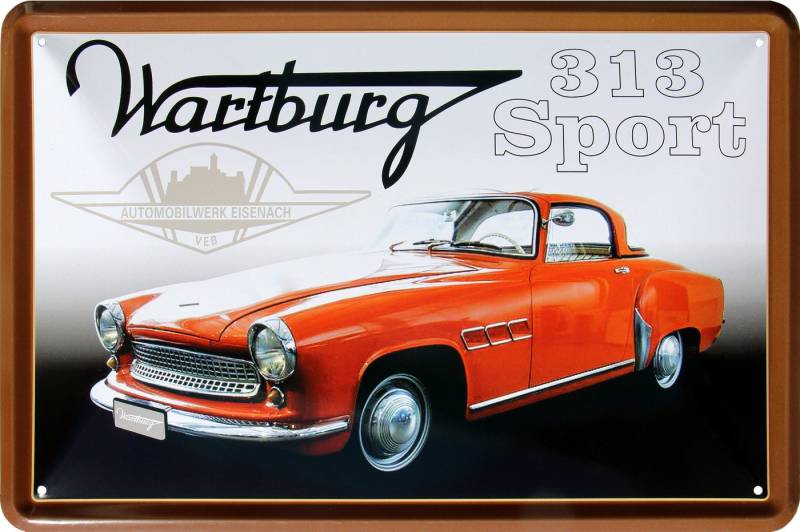 WOGEKA ART Metallbild Wartburg 313 Sport - 20 x 30 cm Retro Blechschild DDR Auto, Blech770 von WOGEKA ART