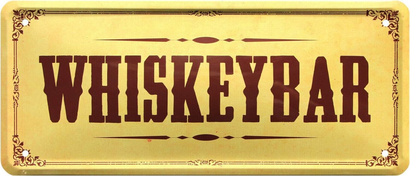 WOGEKA ART Metallbild Whiskeybar - 28 x 12 cm Retro Blechschild Bar Kneipe Hausbar von WOGEKA ART