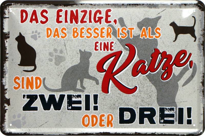 WOGEKA ART Metallbild besser als eine Katze sind 2 oder 3 - 20 x 30 cm Retro Blechschild, Blech809, Metallschild Wanddeko Spruch Schild Wandbild Türschild Haustier von WOGEKA ART