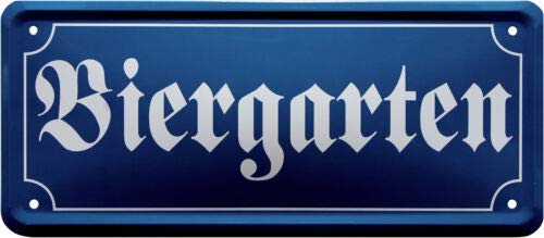 WOGEKA ART Retro Blechschild Biergarten Bier-Trinker witziger Spruch als Geschenk-Idee zur Dekoration 28x12 cm Vintage-Design aus Metall 1986 von WOGEKA ART
