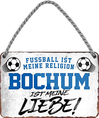WOGEKA ART Retro Blechschild - Bochum ist meine Liebe - Fußball - witziger Spruch als Geschenk-Idee Geburtstag Weihnachten Deko 18x12 cm Vintage-Design Hänge-Schild Metall HS989 von WOGEKA ART