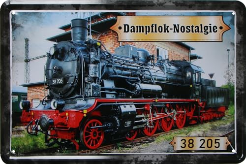 WOGEKA ART Retro Blechschild - Dampflok-Nostalgie 38 205 - Nostalgie Deko Schild als Geschenkidee für Eisenbahn Fans zu Geburtstag Weihnachten 20x30 cm Metallschild 689 WOGEKA ART Retro Blechschild - Dampflok-Nostalgie 38 205 - Nostalgie Deko Schild als Geschenkidee für Eisenbahn Fans zu Geburtstag Weihnachten 20x30 cm Metallschild 689 von WOGEKA ART