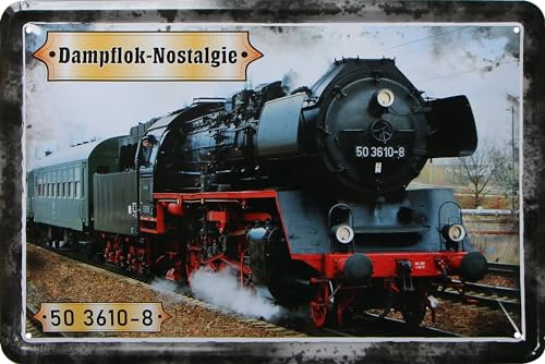 WOGEKA ART Retro Blechschild - Dampflok-Nostalgie 50 3610-8 - Nostalgie Deko Schild als Geschenkidee für Eisenbahn Fans zu Geburtstag Weihnachten 20x30 cm Metallschild 353 WOGEKA ART Retro Blechschild - Dampflok-Nostalgie 50 3610-8 - Nostalgie Deko Schild als Geschenkidee für Eisenbahn Fans zu Geburtstag Weihnachten 20x30 cm Metallschild 353 von WOGEKA ART