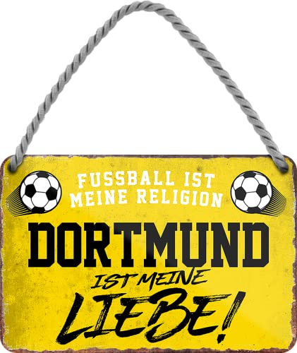 WOGEKA ART Retro Blechschild - Dortmund ist meine Liebe - Fußball - witziger Spruch als Geschenk-Idee Geburtstag Weihnachten Deko 18x12 cm Vintage-Design Hänge-Schild Metall HS973 von WOGEKA ART