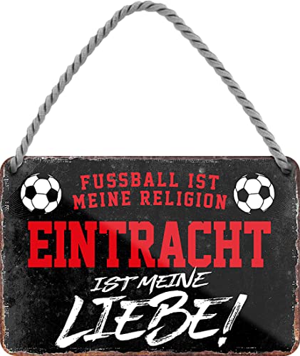WOGEKA ART Retro Blechschild - Eintracht ist meine Liebe - Fußball - Lustiger Spruch als Geschenkidee zu Geburtstag Weihnachten Deko 18x12 cm Vintage Schild Hängeschild Metallschild HS978 von WOGEKA ART