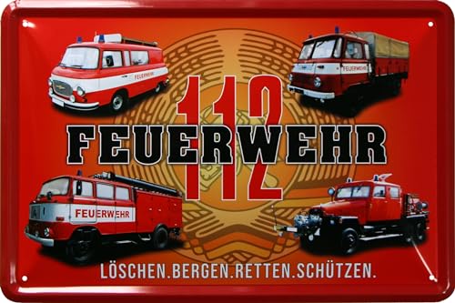 WOGEKA ART Retro Blechschild - Feuerwehr - löschen bergen retten schützen - Nostalgie Deko Schild als Geschenkidee für Feuerwehr Fans zu Geburtstag Weihnachten 20x30 cm Metallschild 947 WOGEKA ART Retro Blechschild - Feuerwehr - löschen bergen retten schützen - Nostalgie Deko Schild als Geschenkidee für Feuerwehr Fans zu Geburtstag Weihnachten 20x30 cm Metallschild 947 von WOGEKA ART