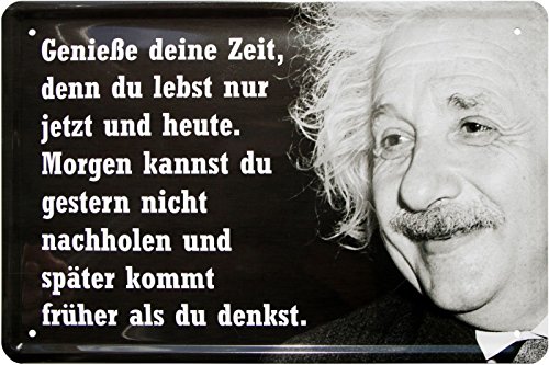 WOGEKA ART Retro Blechschild Genieße Deine Zeit, du lebst nur jetzt als Geschenk-Idee 20 x 30 cm Vintage-Deko-Schild aus Metall 469 von WOGEKA ART