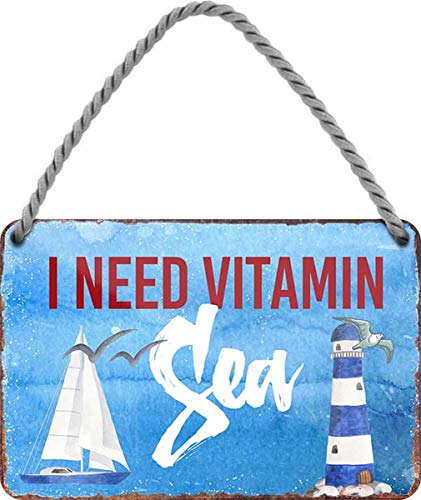 WOGEKA ART Retro Blechschild - I need Vitamin Sea - Ostsee - witziger Spruch als Geschenk-Idee Geburtstag Weihnachten Dekoration 18x12 cm Vintage-Design Hänge-Schild Metall HS360 WOGEKA ART Retro Blechschild - I need Vitamin Sea - Ostsee - witziger Spruch als Geschenk-Idee Geburtstag Weihnachten Dekoration 18x12 cm Vintage-Design Hänge-Schild Metall HS360 von WOGEKA ART