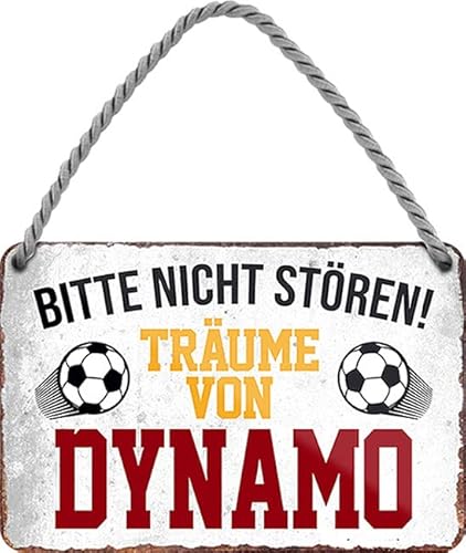 WOGEKA ART Retro Blechschild - Ich Träume von Dynamo - Fußball - Lustiger Spruch als Geschenkidee zu Geburtstag Weihnachten Deko 18x12 cm Vintage Schild Hängeschild Metallschild HS638 von WOGEKA ART