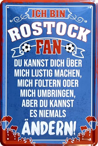 WOGEKA ART Retro Blechschild - Ich bin Rostock Fan - Du kannst es nicht ändern - Fußball Spruch als Geschenk-Idee Geburtstag Weihnachten Deko 20x30 cm Vintage-Design Metall 981 WOGEKA ART Retro Blechschild - Ich bin Rostock Fan - Du kannst es nicht ändern - Fußball Spruch als Geschenk-Idee Geburtstag Weihnachten Deko 20x30 cm Vintage-Design Metall 981 von WOGEKA ART