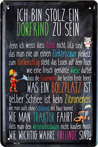 WOGEKA ART Retro Blechschild Ich bin stolz ein Dorfkind zu sein witziger Spruch als Geschenk-Idee zum Geburtstag Weihnachten zur Dekoration 20x30 cm Vintage-Design aus Metall 109 WOGEKA ART Retro Blechschild Ich bin stolz ein Dorfkind zu sein witziger Spruch als Geschenk-Idee zum Geburtstag Weihnachten zur Dekoration 20x30 cm Vintage-Design aus Metall 109 von WOGEKA ART