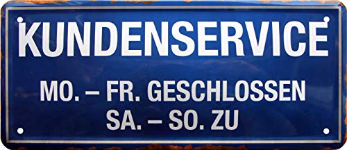 WOGEKA ART Retro Blechschild - Kundenservice Werkstatt Büro Geschäft - witziger Spruch als Geschenk-Idee zum Geburtstag Weihnachten Dekoration 28x12 cm Vintage-Design Metall 1596 von WOGEKA ART