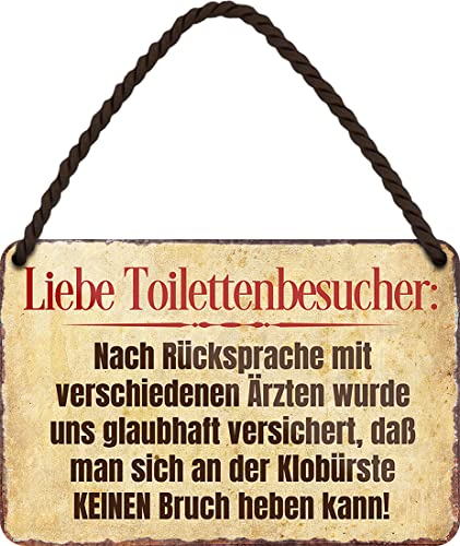 WOGEKA ART Retro Blechschild - Liebe Toiletten Benutzer... - Lustiger Klo Spruch als Geschenkidee zu Geburtstag Weihnachten als WC Deko Schild 18x12 cm Vintage Hängeschild Metallschild HS1049 von WOGEKA ART