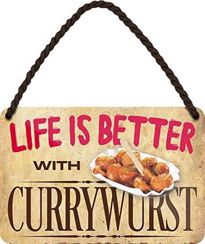 WOGEKA ART Retro Blechschild - Life is better with CURRYWURST - lustiger Spruch als Geschenkidee zu Geburtstag Weihnachten als Wand Deko 18x12 cm Vintage Schild Hängeschild Metallschild HS905 WOGEKA ART Retro Blechschild - Life is better with CURRYWURST - lustiger Spruch als Geschenkidee zu Geburtstag Weihnachten als Wand Deko 18x12 cm Vintage Schild Hängeschild Metallschild HS905 von WOGEKA ART