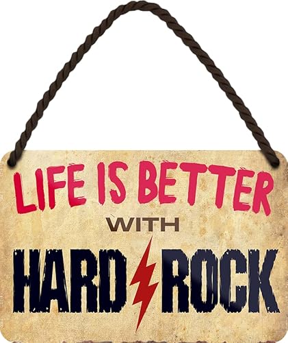 WOGEKA ART Retro Blechschild - Life is better with HARD ROCK - Lustiger Spruch als Geschenkidee für ROCK FANS zu Geburtstag Weihnachten als Deko Schild 18x12 cm Metallschild Hängeschild HS923 WOGEKA ART Retro Blechschild - Life is better with HARD ROCK - Lustiger Spruch als Geschenkidee für ROCK FANS zu Geburtstag Weihnachten als Deko Schild 18x12 cm Metallschild Hängeschild HS923 von WOGEKA ART