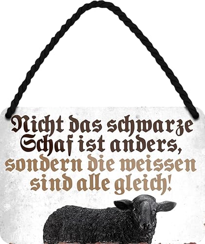 WOGEKA ART Retro Blechschild - Nicht das SCHWARZE SCHAF ist anders - Lustiger Spruch als Geschenkidee zu Geburtstag Weihnachten als Deko Schild 18x12 cm Vintage Metallschild Hängeschild HS1096 von WOGEKA ART