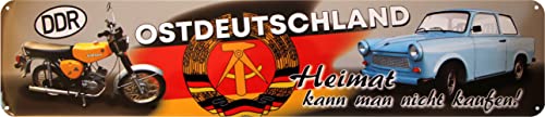WOGEKA ART Blechschild - OSTDEUTSCHLAND - HEIMAT kann man nicht kaufen - Deko Schild mit DDR Spruch für OSSIS als Geschenkidee zu Geburtstag Weihnachten 46x10 cm Straßenschild STR272 WOGEKA ART Blechschild - OSTDEUTSCHLAND - HEIMAT kann man nicht kaufen - Deko Schild mit DDR Spruch für OSSIS als Geschenkidee zu Geburtstag Weihnachten 46x10 cm Straßenschild STR272 von WOGEKA ART