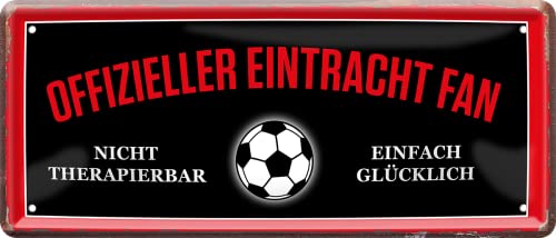 WOGEKA ART Retro Blechschild - Offizieller Eintracht Fan - einfach glücklich - witziger Spruch als Geschenk-Idee zu Geburtstag Weihnachten zur Deko 28x12 cm Vintage-Design Metall 2359 von WOGEKA ART