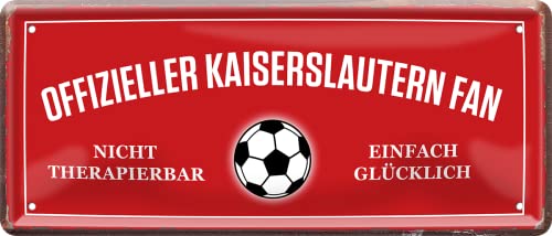 WOGEKA ART Retro Blechschild - Offizieller Kaiserslautern Fan - einfach glücklich - witziger Spruch als Geschenk-Idee zu Geburtstag Weihnachten zur Deko 28x12 cm Vintage-Design Metall 2343 von WOGEKA ART