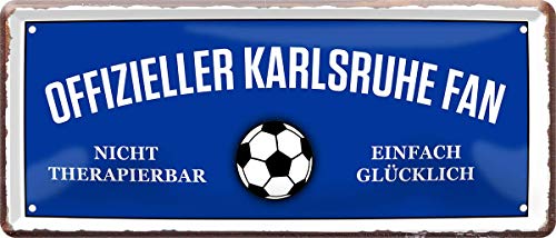 WOGEKA ART Retro Blechschild - Offizieller Karlsruhe Fan - einfach glücklich - witziger Spruch als Geschenk-Idee zu Geburtstag Weihnachten Deko 28x12 cm Vintage-Design Metall 1777 WOGEKA ART Retro Blechschild - Offizieller Karlsruhe Fan - einfach glücklich - witziger Spruch als Geschenk-Idee zu Geburtstag Weihnachten Deko 28x12 cm Vintage-Design Metall 1777 von WOGEKA ART