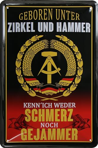 WOGEKA ART Retro Blechschild - Ossi - Geboren unter Zirkel und Hammer - Nostalgie Deko Schild als Geschenkidee für SIMSON Fans zu Geburtstag Weihnachten 20x30 cm Metallschild 1061 WOGEKA ART Retro Blechschild - Ossi - Geboren unter Zirkel und Hammer - Nostalgie Deko Schild als Geschenkidee für SIMSON Fans zu Geburtstag Weihnachten 20x30 cm Metallschild 1061 von WOGEKA ART