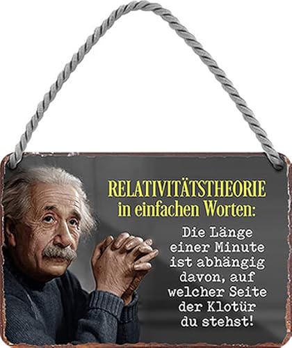 WOGEKA ART Retro Blechschild - Relativitätstheorie in einfachen Worten - Albert Einstein Spruch als Geschenk-Idee zu Geburtstag Weihnachten Deko 18x12 cm Vintage-Design Hänge-Schild HS739 WOGEKA ART Retro Blechschild - Relativitätstheorie in einfachen Worten - Albert Einstein Spruch als Geschenk-Idee zu Geburtstag Weihnachten Deko 18x12 cm Vintage-Design Hänge-Schild HS739 von WOGEKA ART