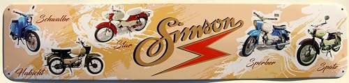 WOGEKA ART Retro Blechschild - SIMSON - Deko-Schild für MOPED-FANS als Geschenk-Idee zu Geburtstag Weihnachten 46x10 cm Straßenschild Metallschild STR25 von WOGEKA ART