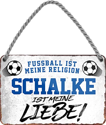 WOGEKA ART Retro Blechschild - Schalke ist meine Liebe - Fußball - Lustiger Spruch als Geschenkidee zu Geburtstag Weihnachten Deko 18x12 cm Vintage Schild Hängeschild Metallschild HS985 von WOGEKA ART