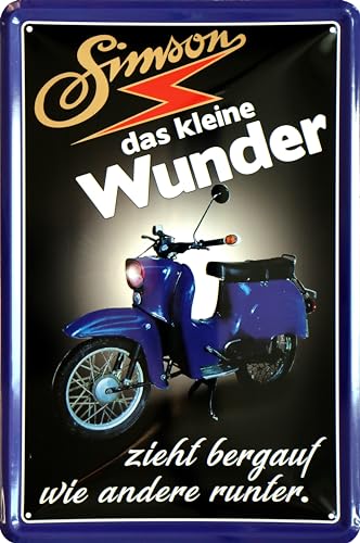 WOGEKA ART Retro Blechschild - Simson das kleine Wunder - Ostalgie Deko Schild als Geschenk-Idee für SIMSON Schwalbe Fans, 20 x 30 cm, aus Metall im Vintage Design 1021 WOGEKA ART Retro Blechschild - Simson das kleine Wunder - Ostalgie Deko Schild als Geschenk-Idee für SIMSON Schwalbe Fans, 20 x 30 cm, aus Metall im Vintage Design 1021 von WOGEKA ART