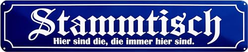 WOGEKA ART Retro Blechschild - Stammtisch - lustiger Spruch als Geschenkidee für Freunde zu Geburtstag Weihnachten Deko Schild 46x10 cm Vintage Straßenschild Metallschild STR90 WOGEKA ART Retro Blechschild - Stammtisch - lustiger Spruch als Geschenkidee für Freunde zu Geburtstag Weihnachten Deko Schild 46x10 cm Vintage Straßenschild Metallschild STR90 von WOGEKA ART