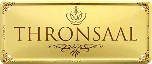 WOGEKA ART Retro Blechschild - Thronsaal Büro Chef - witziger Spruch als Geschenk-Idee zum Geburtstag Weihnachten zur Dekoration 28x12 cm Vintage-Design aus Metall 2075 von WOGEKA ART