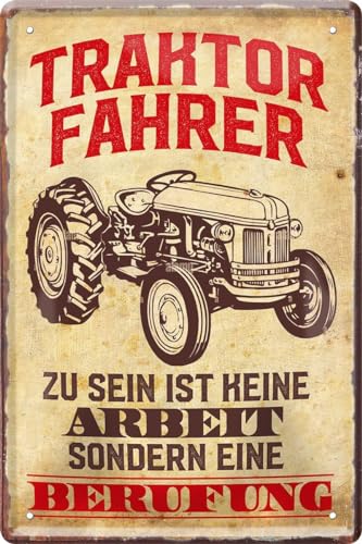 WOGEKA ART Retro Blechschild - Traktor-Fahrer zu sein ist eine Berufung - witziger Spruch als Geschenk-Idee zum Geburtstag Weihnachten zur Dekoration 20x30 cm Vintage-Design aus Metall 642 von WOGEKA ART