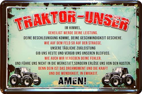 WOGEKA ART Retro Blechschild - Traktor Unser Gebet - lustiger Spruch als Geschenk-Idee zur Deko, 20 x 30 cm, aus Metall im Vintage Design 963 WOGEKA ART Retro Blechschild - Traktor Unser Gebet - lustiger Spruch als Geschenk-Idee zur Deko, 20 x 30 cm, aus Metall im Vintage Design 963 von WOGEKA ART