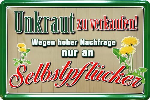 WOGEKA ART Retro Blechschild - Unkraut zu verkaufen an Selbstpflücker - lustiger Spruch als Geschenk-Idee zur Deko, 20 x 30 cm, aus Metall im Vintage Design 1122 WOGEKA ART Retro Blechschild - Unkraut zu verkaufen an Selbstpflücker - lustiger Spruch als Geschenk-Idee zur Deko, 20 x 30 cm, aus Metall im Vintage Design 1122 von WOGEKA ART