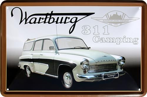 WOGEKA ART Retro Blechschild - Wartburg 311 Camping - DDR Oldtimer Auto, 20 x 30 cm, Ostalgie Vintage Metallschild als Geschenk zur Werkstatt und Garagen Deko für Ossis 338 WOGEKA ART Retro Blechschild - Wartburg 311 Camping - DDR Oldtimer Auto, 20 x 30 cm, Ostalgie Vintage Metallschild als Geschenk zur Werkstatt und Garagen Deko für Ossis 338 von WOGEKA ART