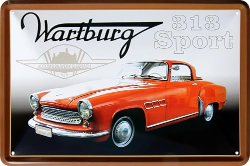 WOGEKA ART Retro Blechschild - Wartburg 313 Sport - DDR Oldtimer Auto, 20 x 30 cm, Ostalgie Vintage Metallschild als Geschenk zur Werkstatt und Garagen Deko für Ossis 770 WOGEKA ART Retro Blechschild - Wartburg 313 Sport - DDR Oldtimer Auto, 20 x 30 cm, Ostalgie Vintage Metallschild als Geschenk zur Werkstatt und Garagen Deko für Ossis 770 von WOGEKA ART