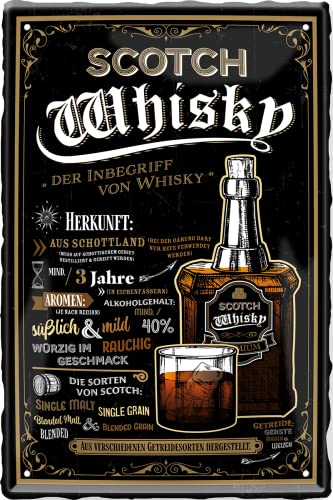 WOGEKA ART Retro Blechschild - Whiskey Sorten Steckbrief - Scotch Whisky - als Geschenk-Idee zu Geburtstag Weihnachten zur Deko für Haus-Bar Pub Kneipe 20x30 cm Vintage-Design Metall 1090 WOGEKA ART Retro Blechschild - Whiskey Sorten Steckbrief - Scotch Whisky - als Geschenk-Idee zu Geburtstag Weihnachten zur Deko für Haus-Bar Pub Kneipe 20x30 cm Vintage-Design Metall 1090 von WOGEKA ART
