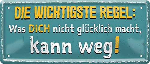 WOGEKA ART Retro Blechschild - Was Dich nicht glücklich macht kann weg - witziger Spruch als Geschenk-Idee zum Geburtstag Weihnachten zur Deko 28x12 cm Vintage-Design Metall 1040 WOGEKA ART Retro Blechschild - Was Dich nicht glücklich macht kann weg - witziger Spruch als Geschenk-Idee zum Geburtstag Weihnachten zur Deko 28x12 cm Vintage-Design Metall 1040 von WOGEKA ART