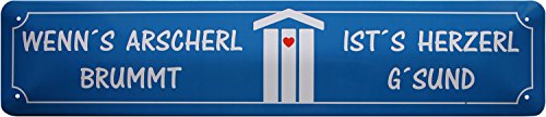 Wenn`s Arscherl brummt Toilette WC Klo Straßenschild Blechschild 46x10 cm STR71 von WOGEKA ART