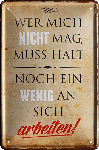 Wer mich nicht mag, muss an sich arbeiten 20 x 30 Witziges Deko Blechschild 805 von WOGEKA ART