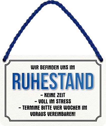 Wir befinden uns im Ruhestand 18x12 cm witziges Blechschild Hängeschild HS572 Wir befinden uns im Ruhestand 18x12 cm witziges Blechschild Hängeschild HS572 von WOGEKA ART