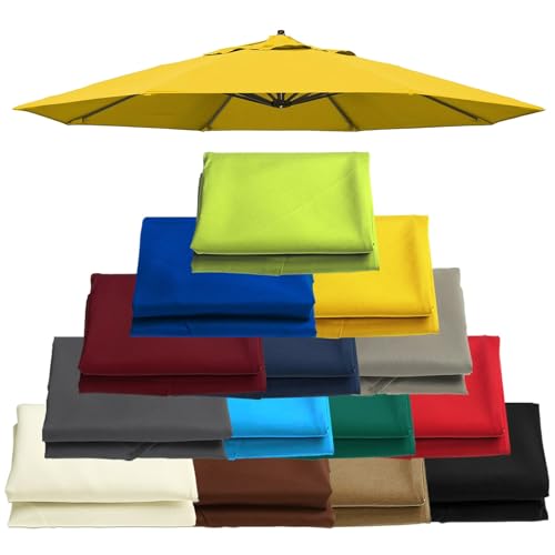 Sonnenschirm Ersatzbezug 2m 2.7m 3.0m 6 Streben 8 Streben Ersatzbespannung, Ersatzabdeckung Überdachung Für Ersatz, UV-Schutz, Stoffbezug Aus Polyester, Nur Baldachin(Stärke:Yellow,Size:2.70m-6Streben von WOGTITYI
