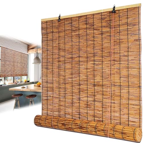 WOGTITYI Bambus Rollo Outdoor Bambusrollo holzfensterschattierung Wetterfest Sichtschutz, für Garten Patio Fenster Balkon, Einfache Installation (Size : W100xH90CM) von WOGTITYI