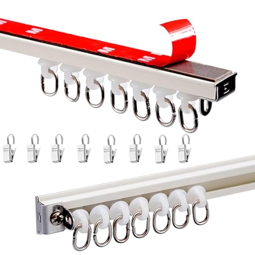 WOGTITYI Selbstklebende Vorhangschiene 1-Läufig Ohne Bohren Gardinenschiene für Decke oder Wand Montage, für Vorhänge, Raumteiler, Duschvorhang (Color : A, Size : 1.6m(5.2ft)) von WOGTITYI
