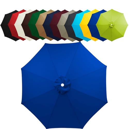WOGTITYI Sonnenschirm Bespannung Ø2m 2.7m 3.0m Gartenschirm Überdachung 6 Streben 8 Rippen Ersatzabdeckung, Wasserdicht, Sonnenschutz(Stärke:Blue,Size:2.70m-8Streben) von WOGTITYI